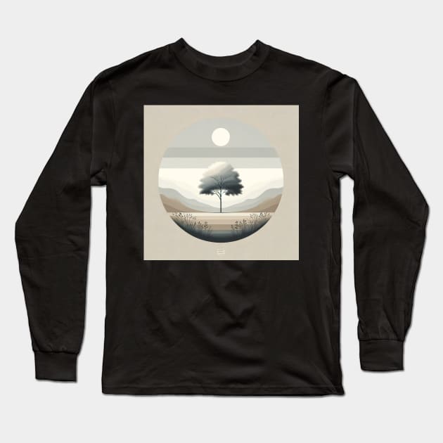 Solitary Sentinel: A Moment in Monochrome Long Sleeve T-Shirt by heartyARTworks